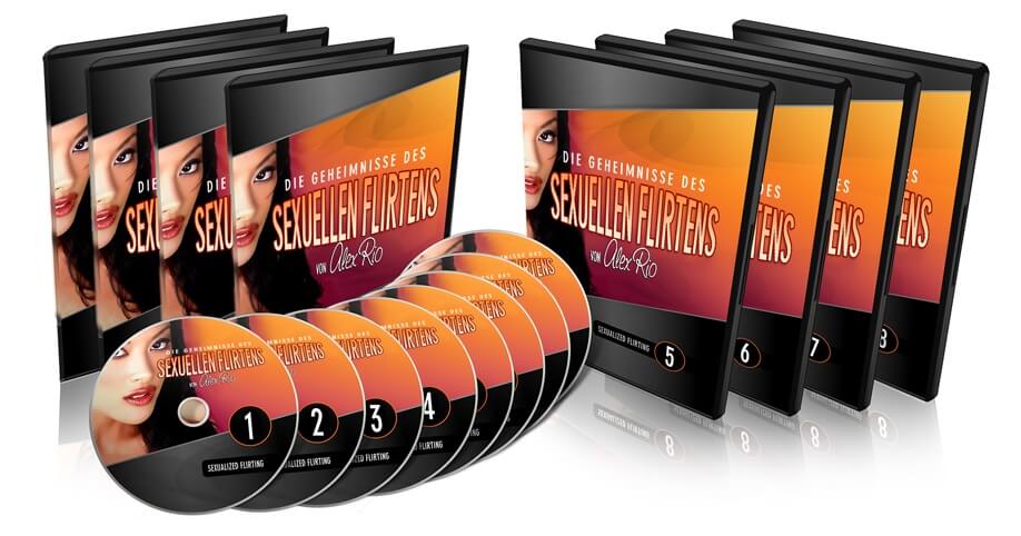 Produktpaket "Die Geheimnisse des sexuellen Flirtens" mit DVDs, CDs und Boxen von Alex Rio