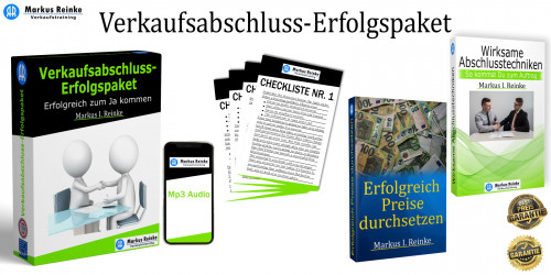 Produktübersicht Verkaufsabschluss-Erfolgspaket mit allen Komponenten nebeneinander