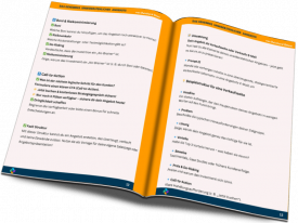 Geöffnetes Buch mit orange Leseband zeigt Inhaltsseiten zum Thema unwiderstehliche Angebote