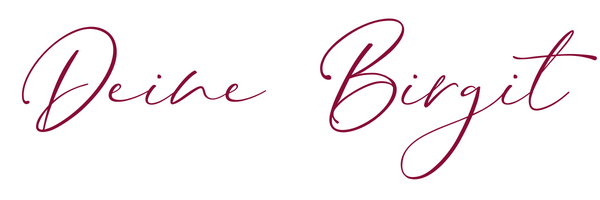 Handgeschriebene Schrift in Weinrot: Deine Birgit