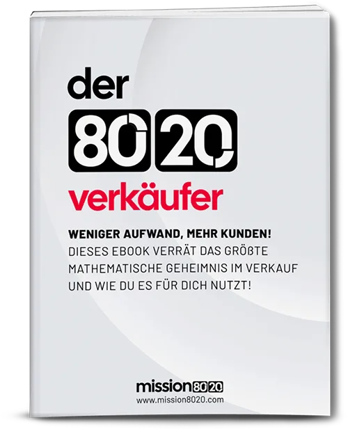 Das Marktführer-System – Coaching zur Marktpositionierung 2 eBook-Cover Der 80/20 Verkäufer mit minimalistischem Design und rotem Akzent