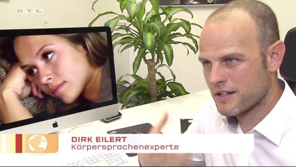 RTL-Fernsehbeitrag mit Dirk W. Eilert als Körpersprachen-Experte im Studio