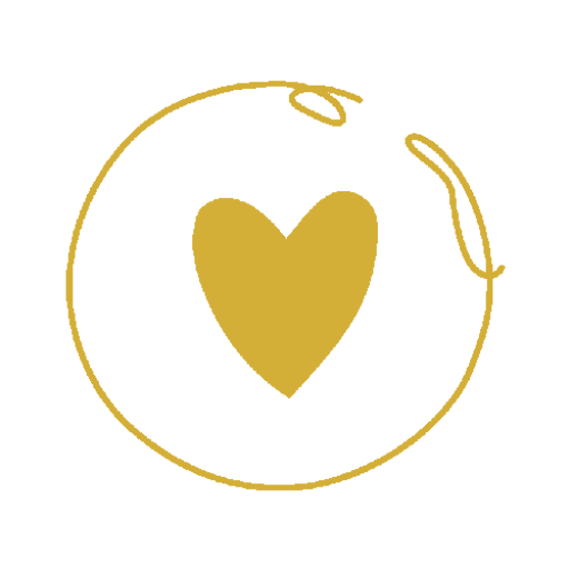 Goldenes Herz-Symbol in Kreisrahmen (Outline-Stil), minimalistisches Design