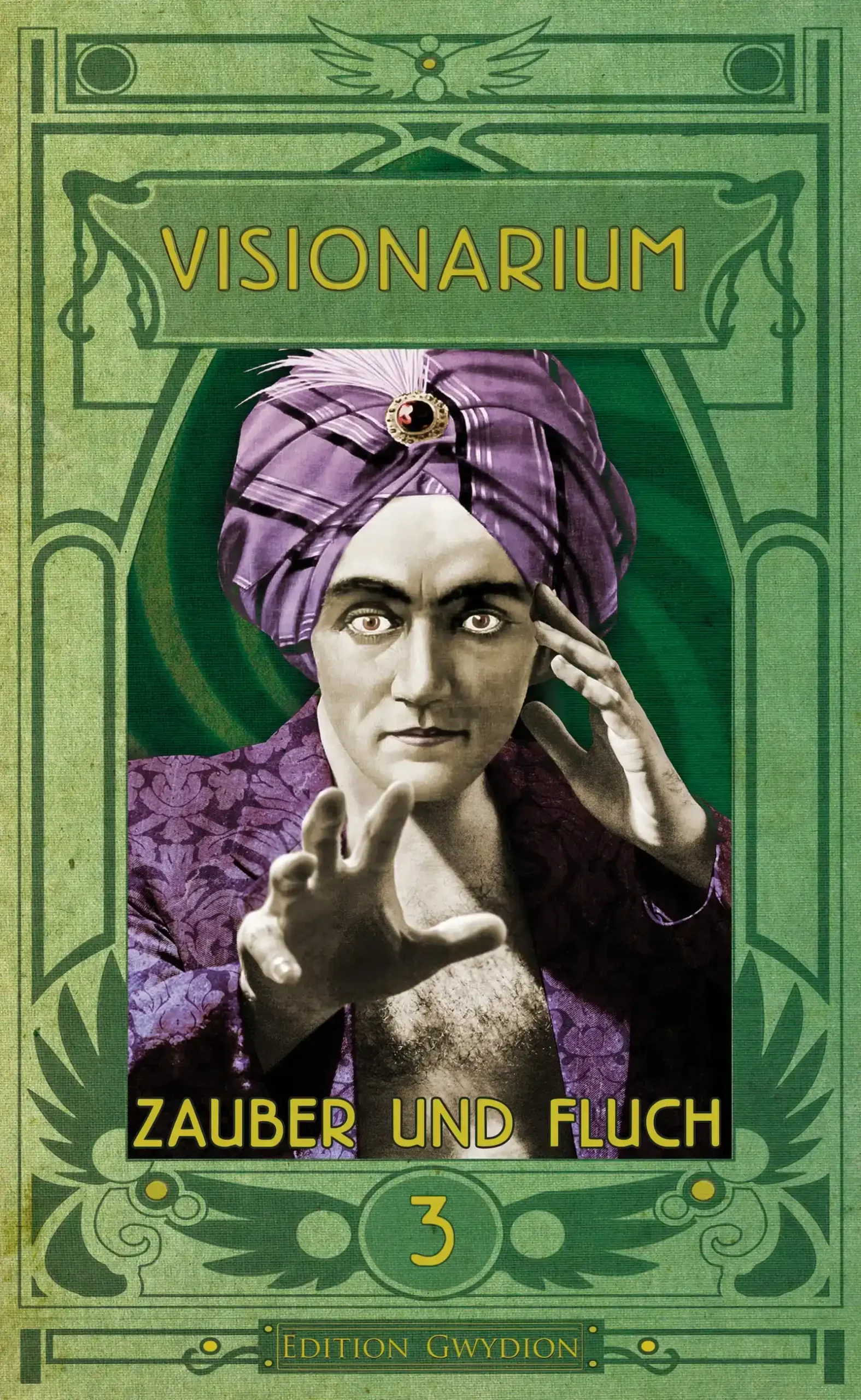 Visionarium Band 3 Cover mit Magier in lila Turban und Ornamentrahmen