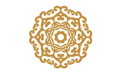 Aufwendiges goldenes Mandala mit floralen Verschlingungen und Zentralmotiv