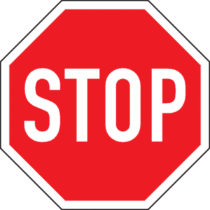 Rotes Stoppschild mit weißer Aufschrift STOP
