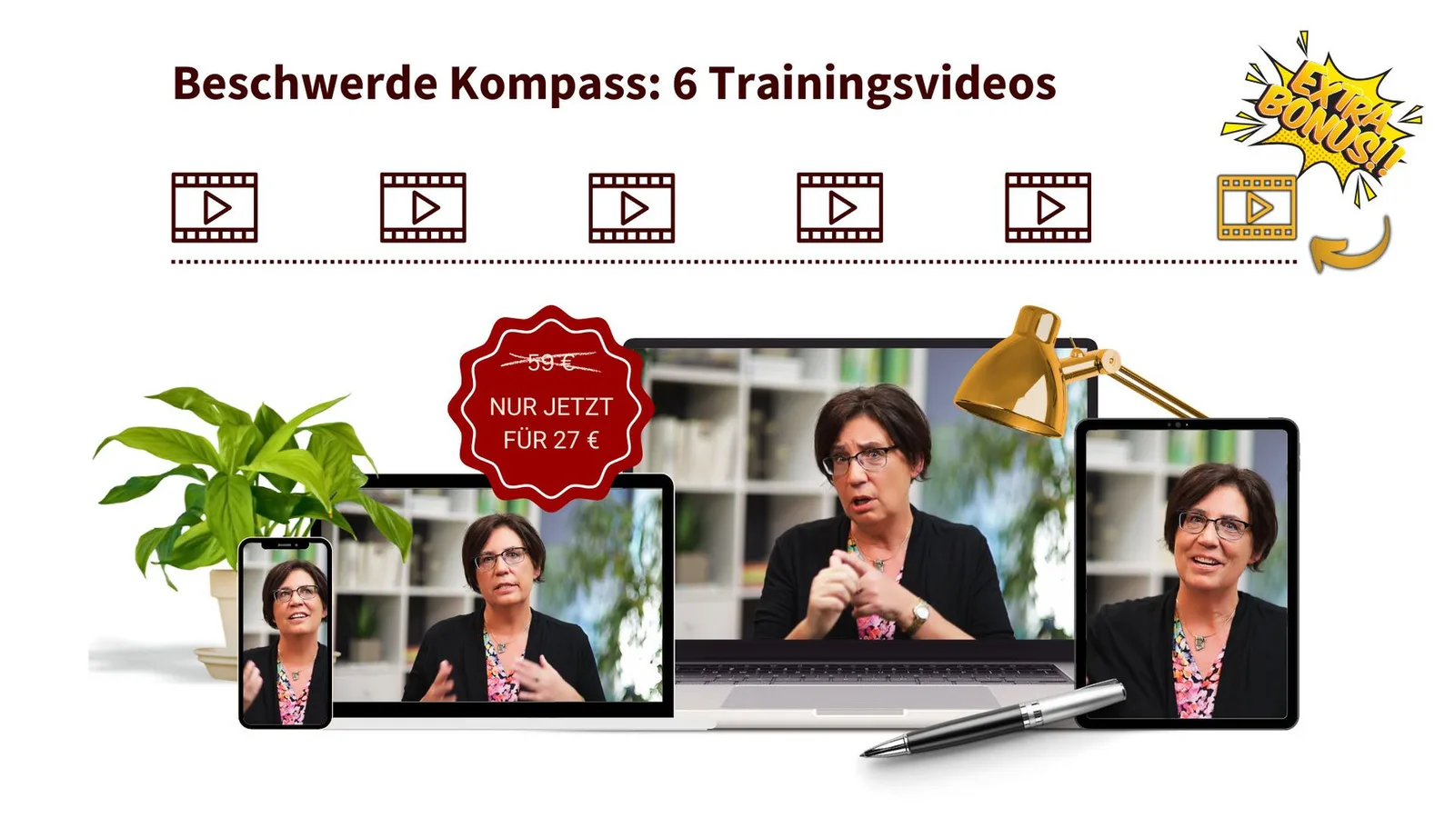 Produktabbildung Beschwerde-Kompass mit 6 Trainingsvideos und Rabattbadge 27€ statt 59€