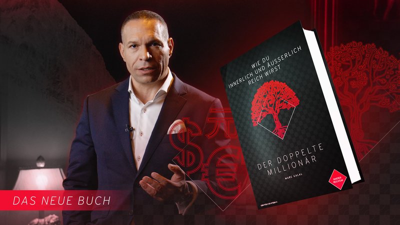 Marc Galal präsentiert Buch Der doppelte Millionär mit Baum-Symbol auf Buchcover