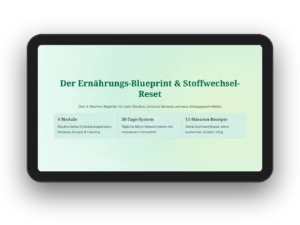 Tablet zeigt Der Ernährungs-Blueprint und Stoffwechsel-Reset E-Book