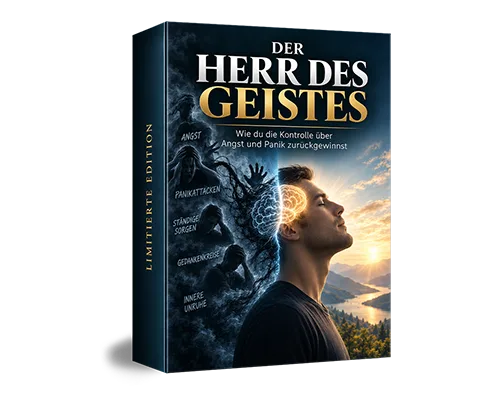 Der Herr des Geistes Produktbox mit Mann im Profil und abstraktem Geist-Motiv