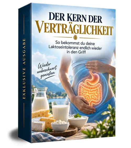 Produktbox Der Kern der Verträglichkeit - Laktoseintoleranz Edition mit Milch, Käse und Darmbild