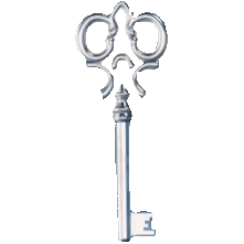 Silberner Schlüssel mit Verzierung und Herz-Design