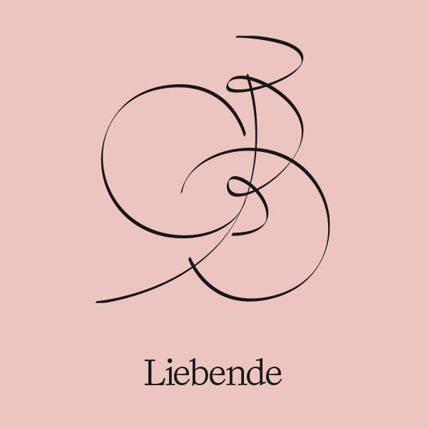 Tarotkarte Liebende mit geometrischen Formen auf rosa Hintergrund