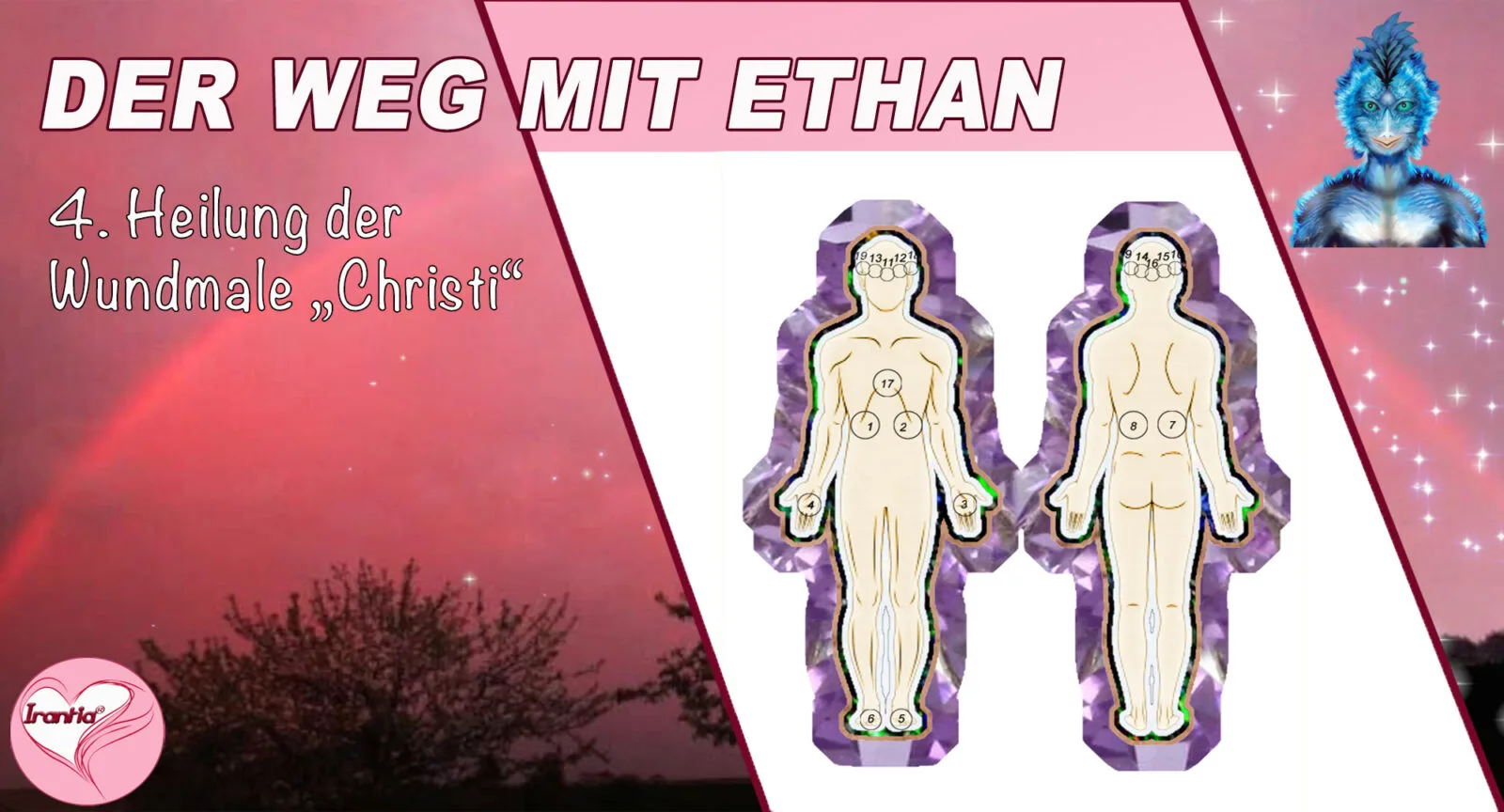 Thumbnail zu Heilung der Wundmale Christi mit zwei menschlichen Körperfiguren (weiblich und männlich) mit Chakra-Positionen m