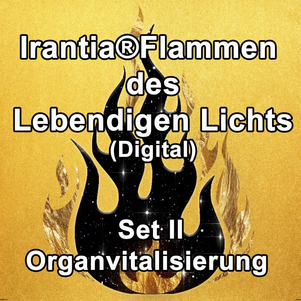 Produktabbildung Irantia Flammen des Lebendigen Lichts Set 2 mit schwarzer Flamme auf gelbem Grund