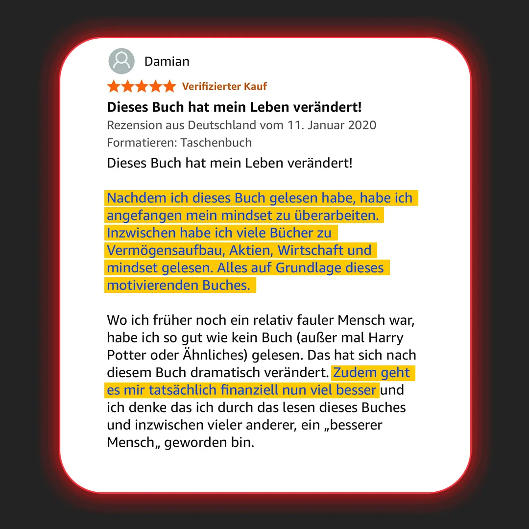 Kundenbewertung von Damian, 5 Sterne, Verified Purchase