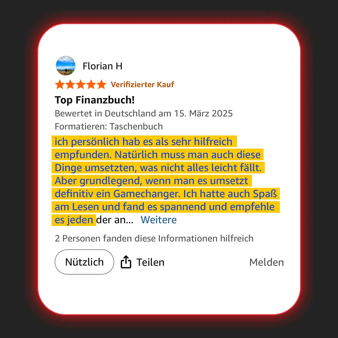 Kundenbewertung von Florian H, 5 Sterne, Verified Purchase