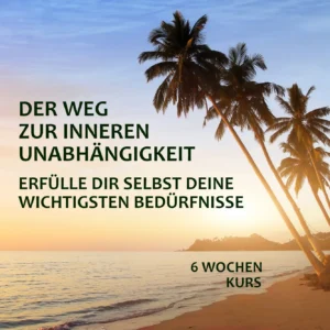Kurs-Cover mit Strandszene bei Sonnenaufgang, Palmen, Meer und Text zum Kurs