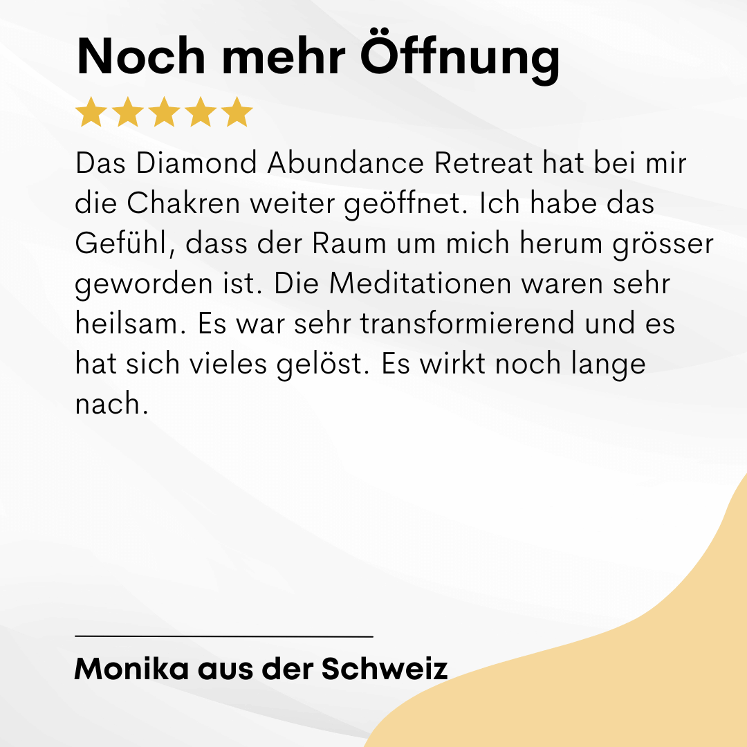 Testimonial Noch mehr Öffnung von Monika aus der Schweiz mit 5-Stern-Bewertung
