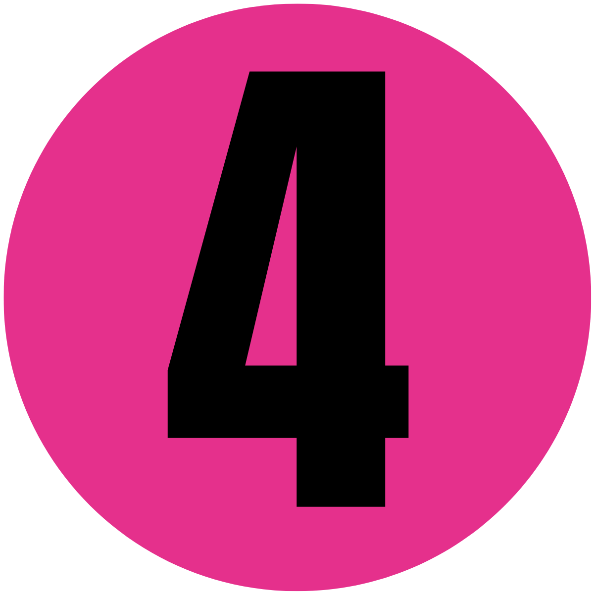 Magenta-rosa Kreis mit schwarzer Ziffer 4