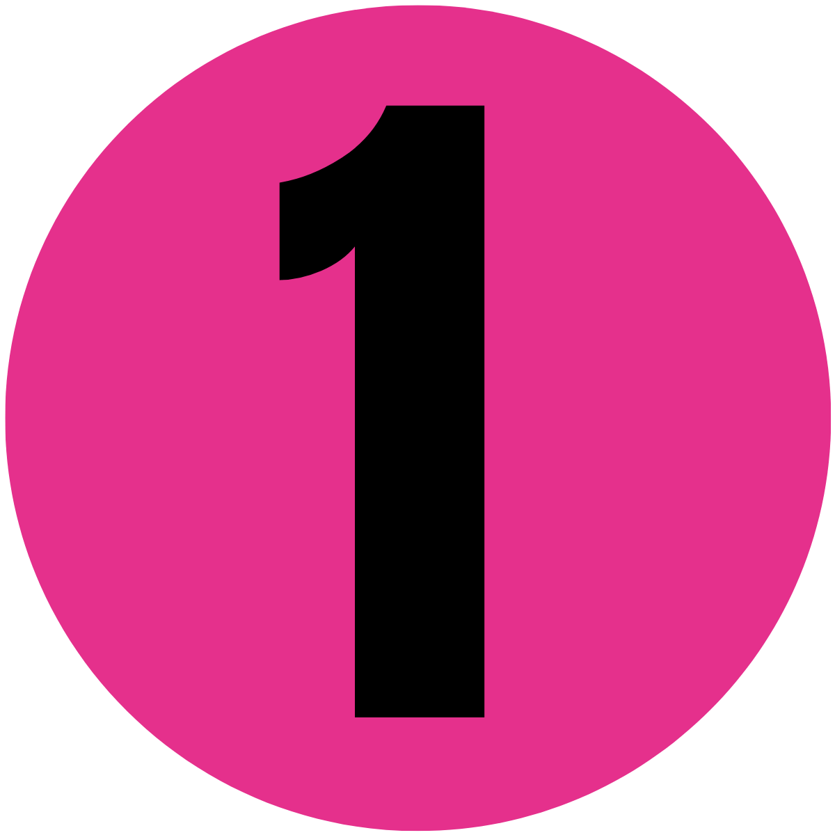 Magenta-rosa Kreis mit schwarzer Ziffer 1