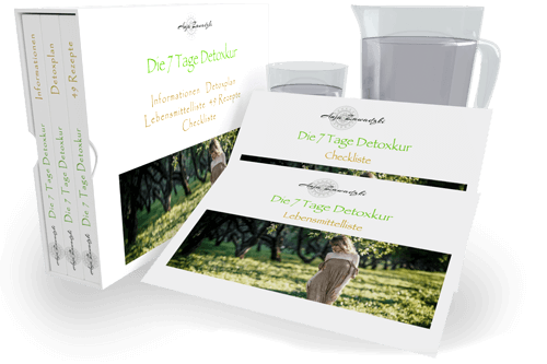 7 Tage Detoxkur Produktpaket mit Ratgeberbüchern, Wasserflasche und Infomaterial