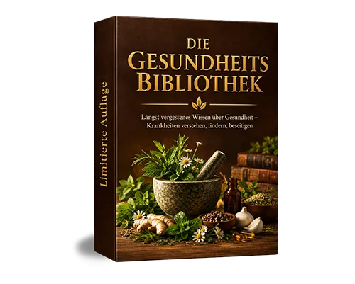 Die Gesundheitsbibliothek – Gesundheitskurse im Mitgliederbereich 1 Die Gesundheitsbibliothek Produktbox mit Mörser, Kräutern und Büchern