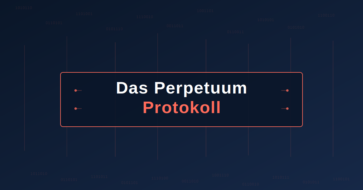 Die goldene Formel + Perpetuum Protokoll – Geld-Mindset-Kurspaket 3 Hero-Banner Das Perpetuum Protokoll mit digitalen Datenströmen und rotem Rahmen