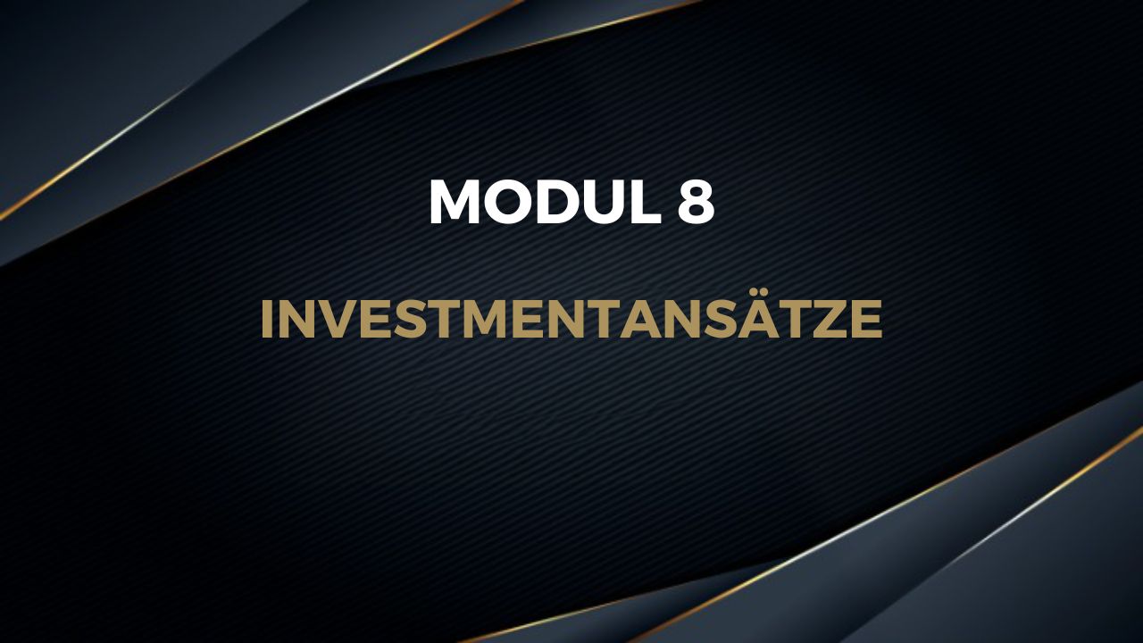 Schwarze Slide mit goldenem Text auf Linienmuster, Modultitel