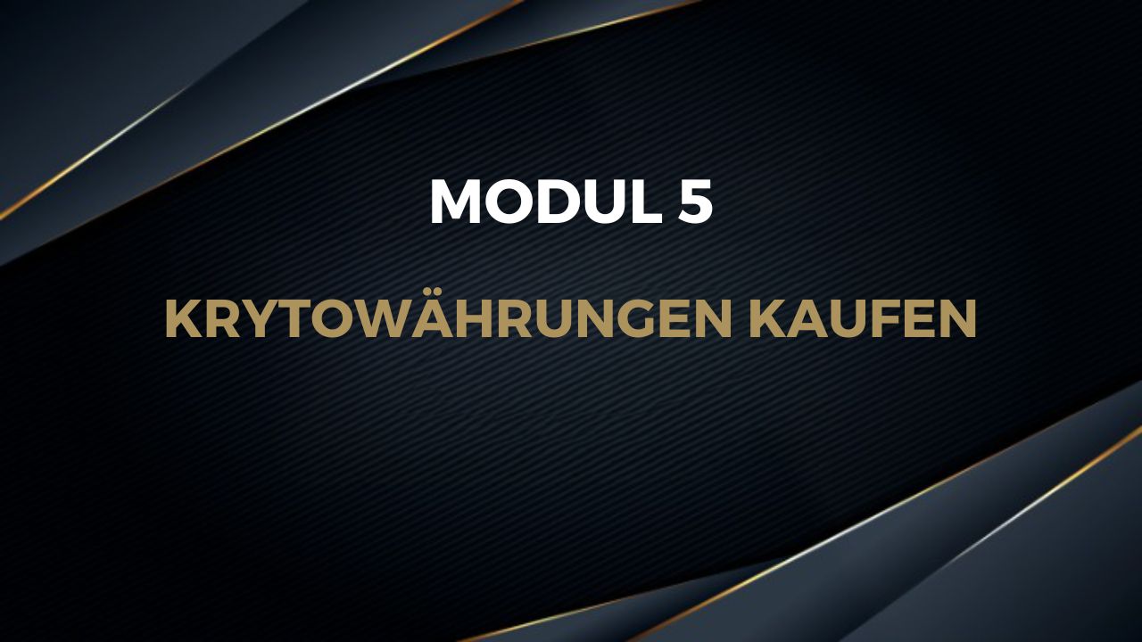 Schwarze Slide mit goldenem Text auf Linienmuster, Modultitel