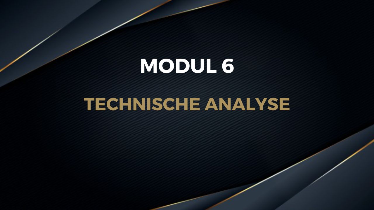 Schwarze Slide mit goldenem Text auf Linienmuster, Modultitel