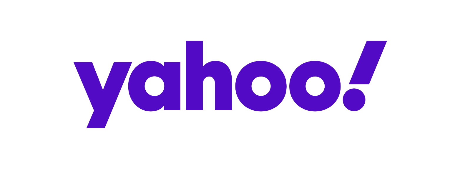Yahoo Logo in Violett auf weißem Hintergrund
