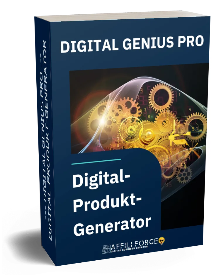 Produktverpackung Digital Genius Pro Digital-Produkt-Generator mit Zahnrädern und technischem Design