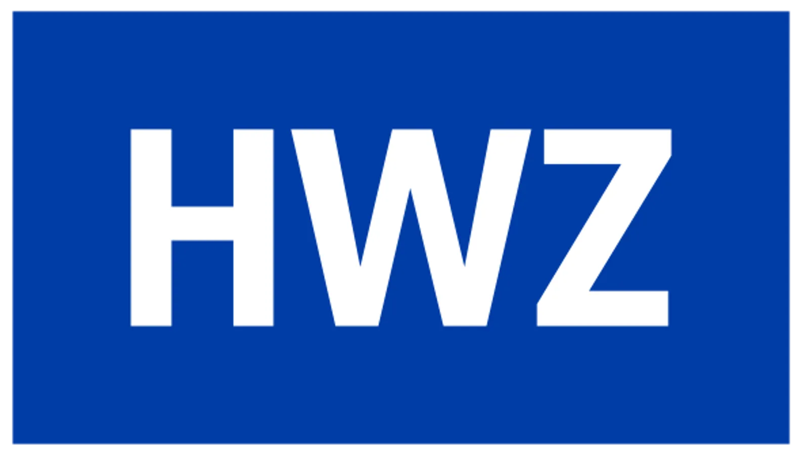 HWZ Hochschule für Wirtschaft Zürich Logo auf blauem Hintergrund