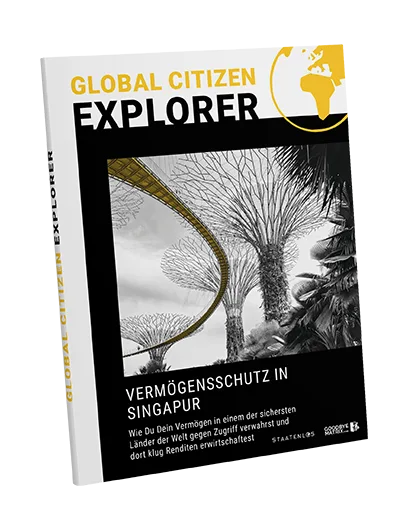 Global Citizen Explorer Cover mit Palmen zum Thema Vermögensschutz in Singapur