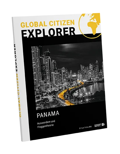 Global Citizen Explorer Kurs-Cover Panama mit nächtlicher Skyline in schwarz-weiß und gelbem Taxi
