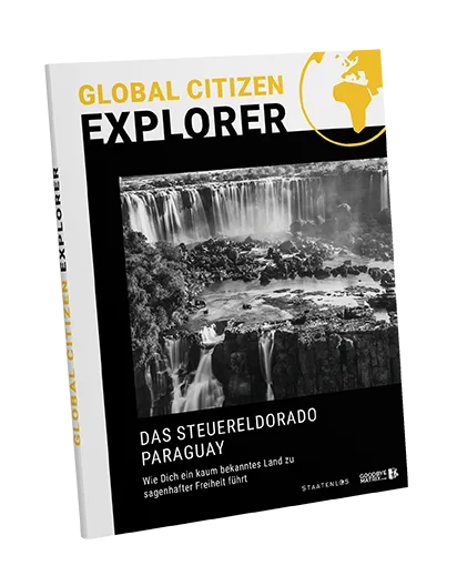 Global Citizen Explorer Kurs-Cover Das Steuerdorado Paraguay mit Wasserfällen in schwarz-weiß