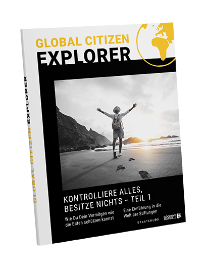 Global Citizen Explorer Cover Teil 1 zu Vermögensschutz mit Person am Strand