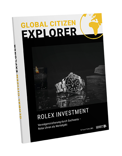 Global Citizen Explorer Cover Rolex Investment mit Uhr und Reflexion