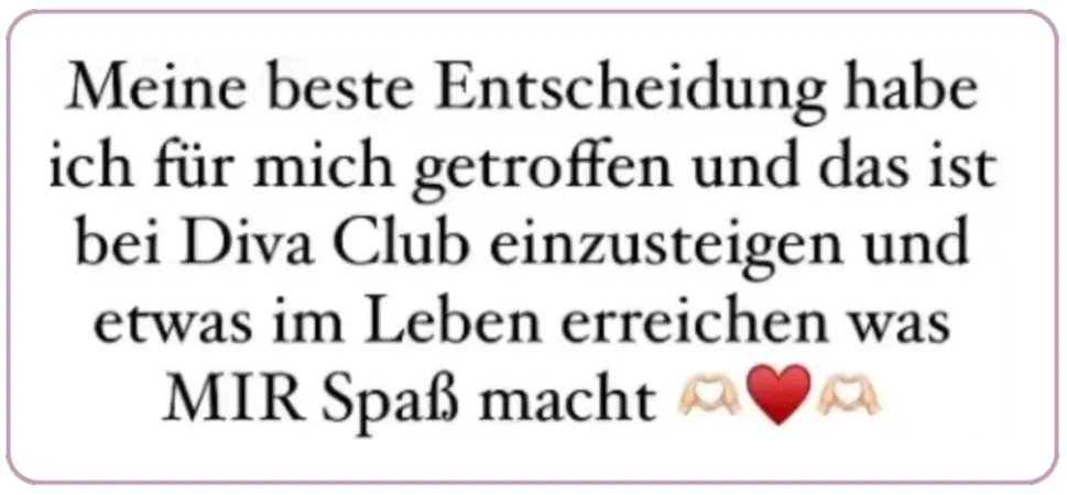 Testimonial über beste Entscheidung: Einstieg in Diva Club für persönliche Erfüllung und Freude