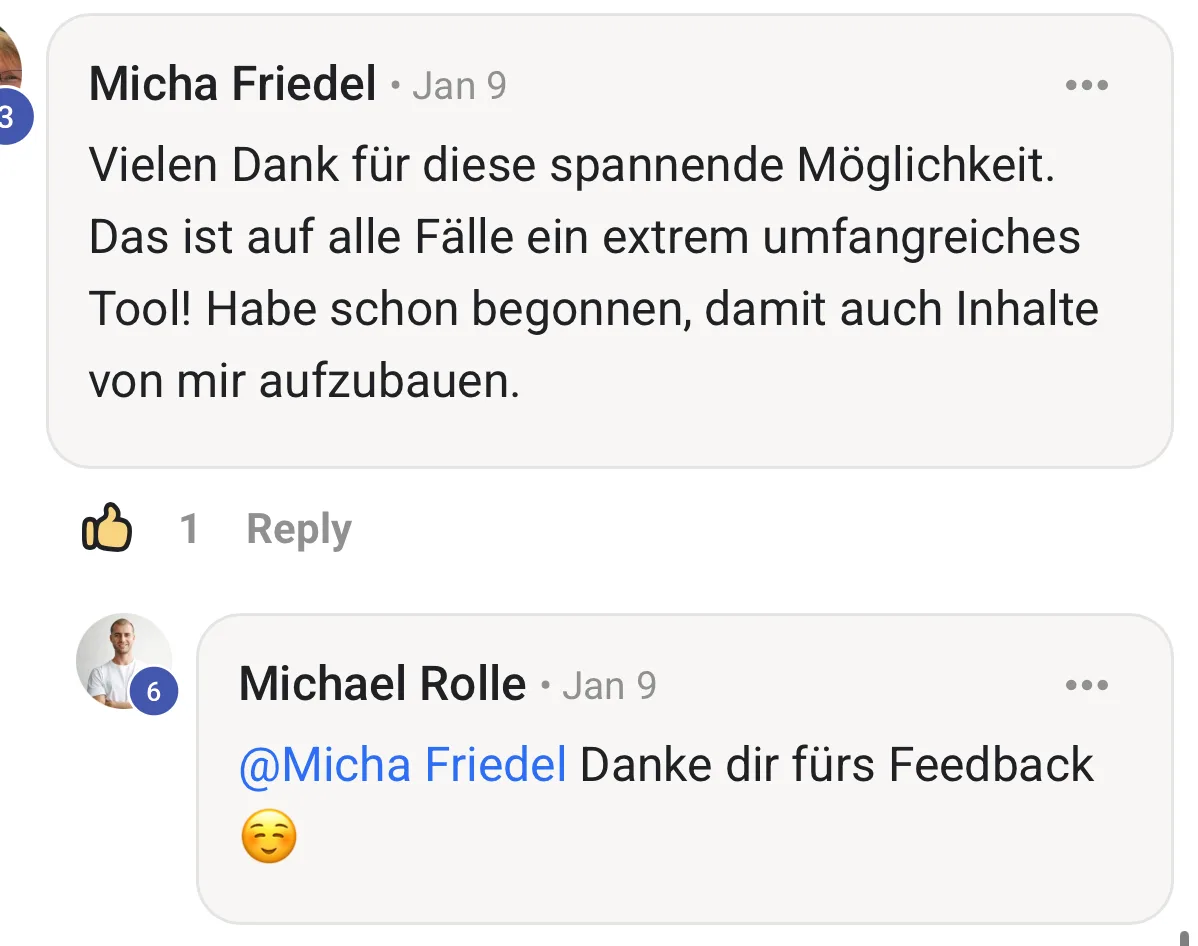 Done-4-You-Prompts – Prompt-Paket für Online-Kurse von Michael Rolle 20 LinkedIn-Post von Micha Friedel mit Feedback zum KI-Bundle als umfangreiches Tool