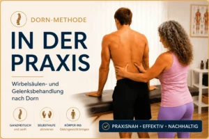 Hero-Banner zur Dorn-Methode mit Therapeutin behandelt männlichen Patienten, Wirbelsäulen- und Gelenkbehandlung nach Dorn