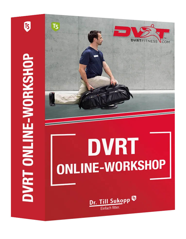 DVRT Online-Workshop Produktbox von Dr. Till Sukopp mit Mann beim Sandsacktraining