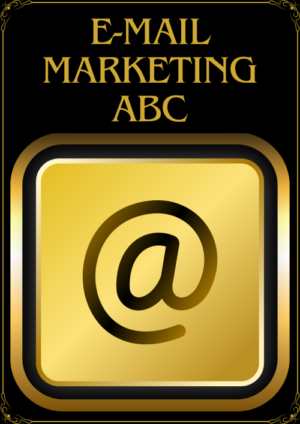 E-Mail-Marketing ABC Buchcover mit @ Symbol in Gold auf schwarzem Hintergrund