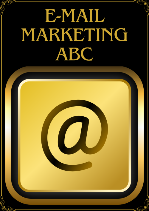 E-Mail-Marketing ABC Buchcover mit @ Symbol in Gold auf schwarzem Hintergrund
