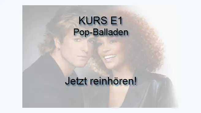 E1: Pop-Balladen – Klavierkurs für Pop-Balladen von Roman Sillipp 2 Kurs E1 Pop-Balladen Ankündigung mit zwei Personen und Call-to-Action