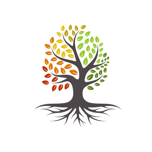 Echt-Gesund-Kongresspaket – Videokurs zu ganzheitl. Gesundheit 8 Echtwert-Logo mit stilisiertem Baum, farbige Blätter in Orange, Gelb und Grün, schwarzer Stamm und Wurzeln