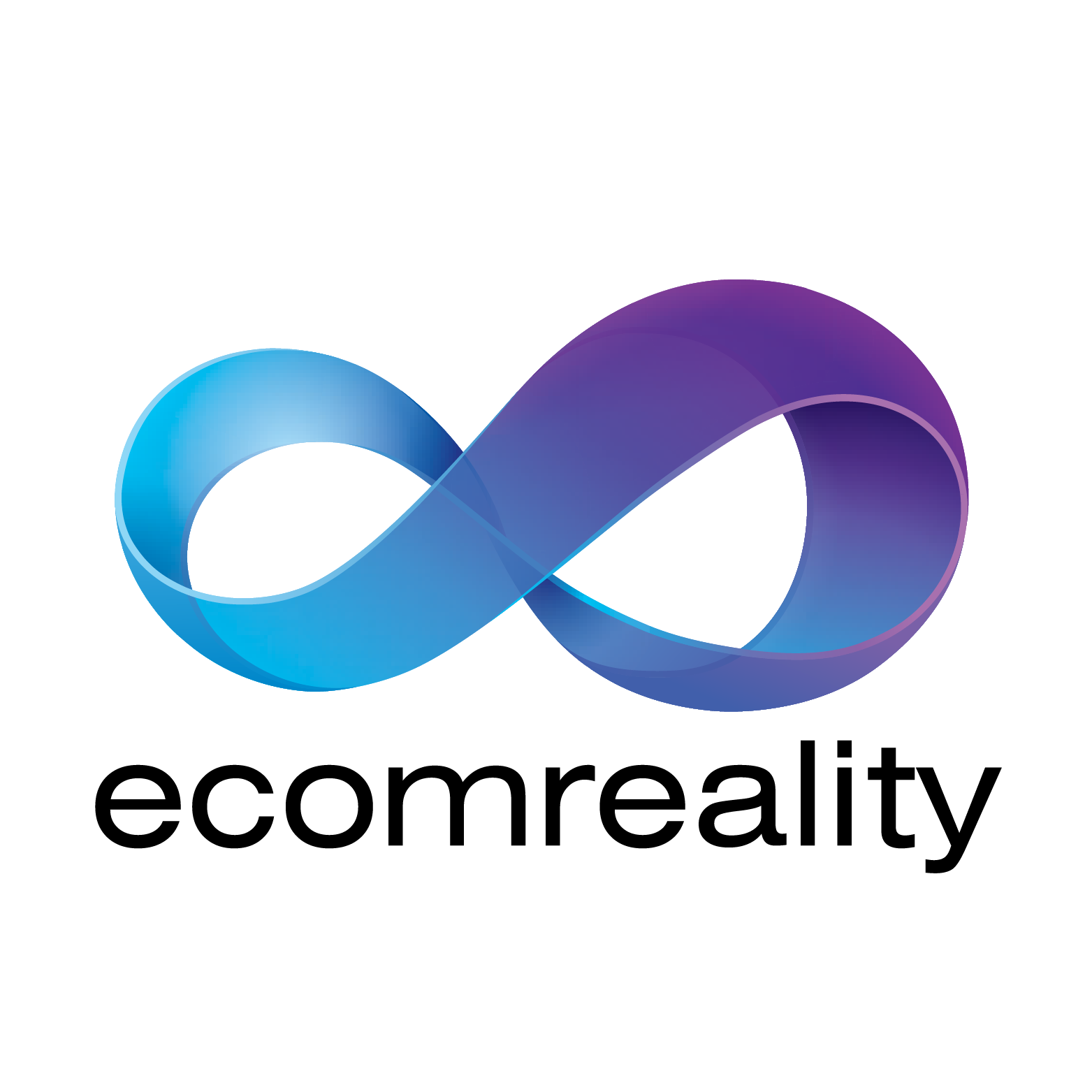 Ecomreality Logo mit Unendlichkeitssymbol in Blau und Violett Farbverlauf