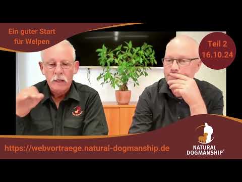 Ein guter Start für Welpen! Welpentests und Wurfbegleitung 5 Videostandbild: Zwei Trainer, Hinweis auf Teil 2 am 16.10.24