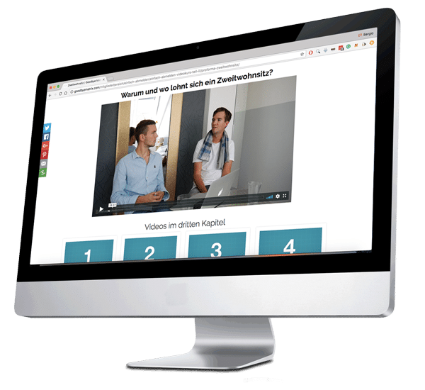 Website-Screenshot über Zweitwohnsitz mit Video und kapitelweiser Navigation